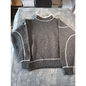 Structure‎ Vintage Mens 100% Wool Mock Neck Sweater Charcoal Gray Large